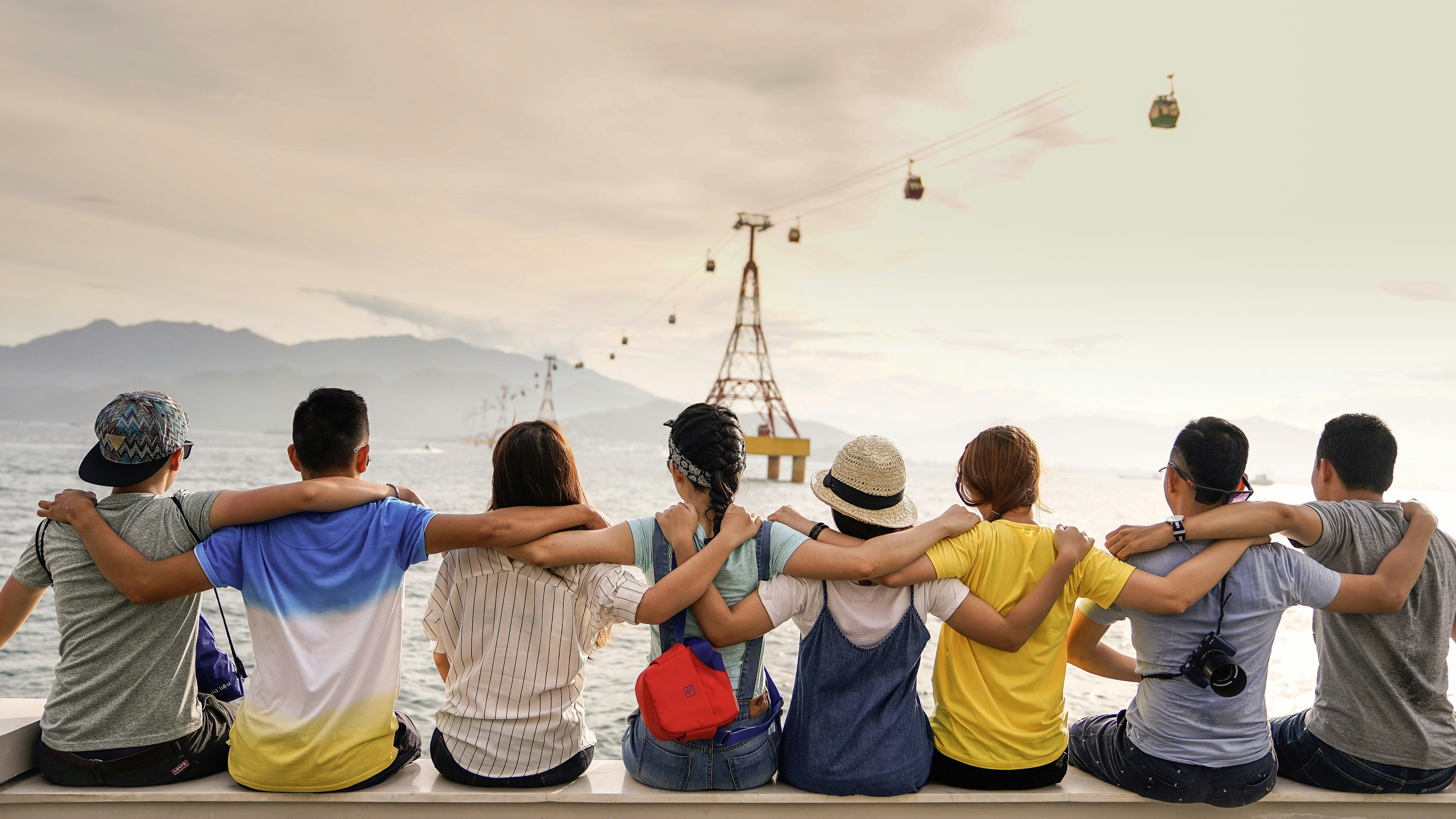 Happy diverse community friends together
